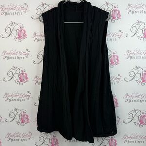 Cardigan sleeveless vest style open from stripes Black Sleeveless Quilted Vest